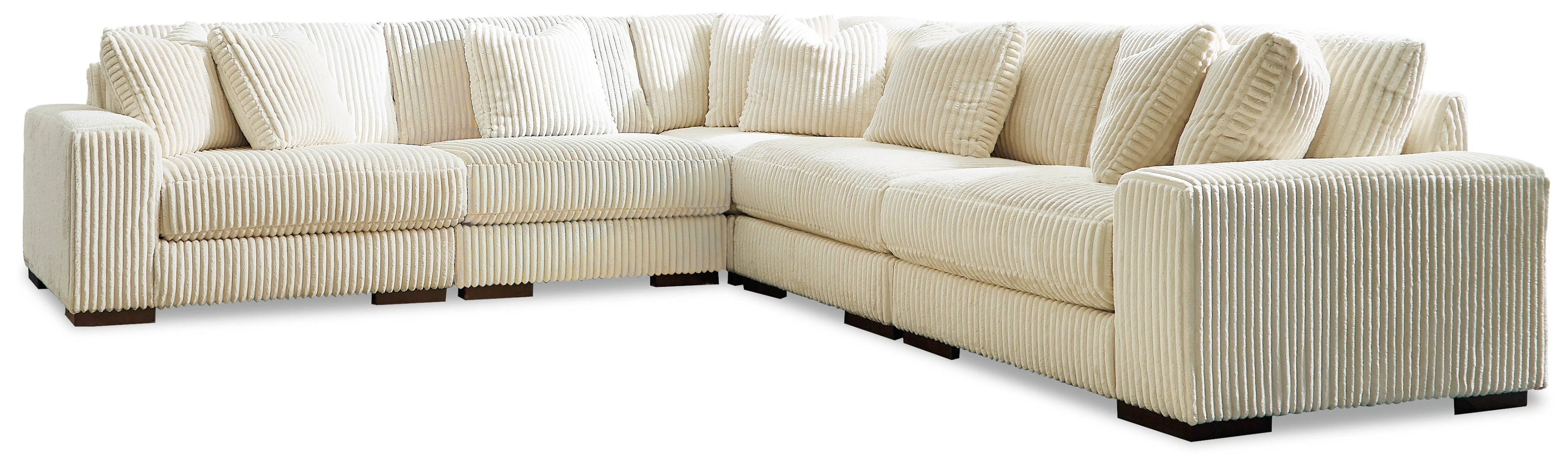 Lindyn 5 Seater Sectional Lounge Ivory Fabric