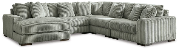 Lindyn 5 Seater Sectional with Left Hand Facing Chaise Fog Fabric