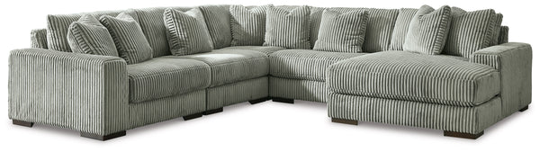 Lindyn 5 Seater Sectional with Right Hand Facing Chaise Fog Fabric