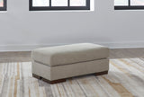 Maggie Ottoman in Flax Fabric