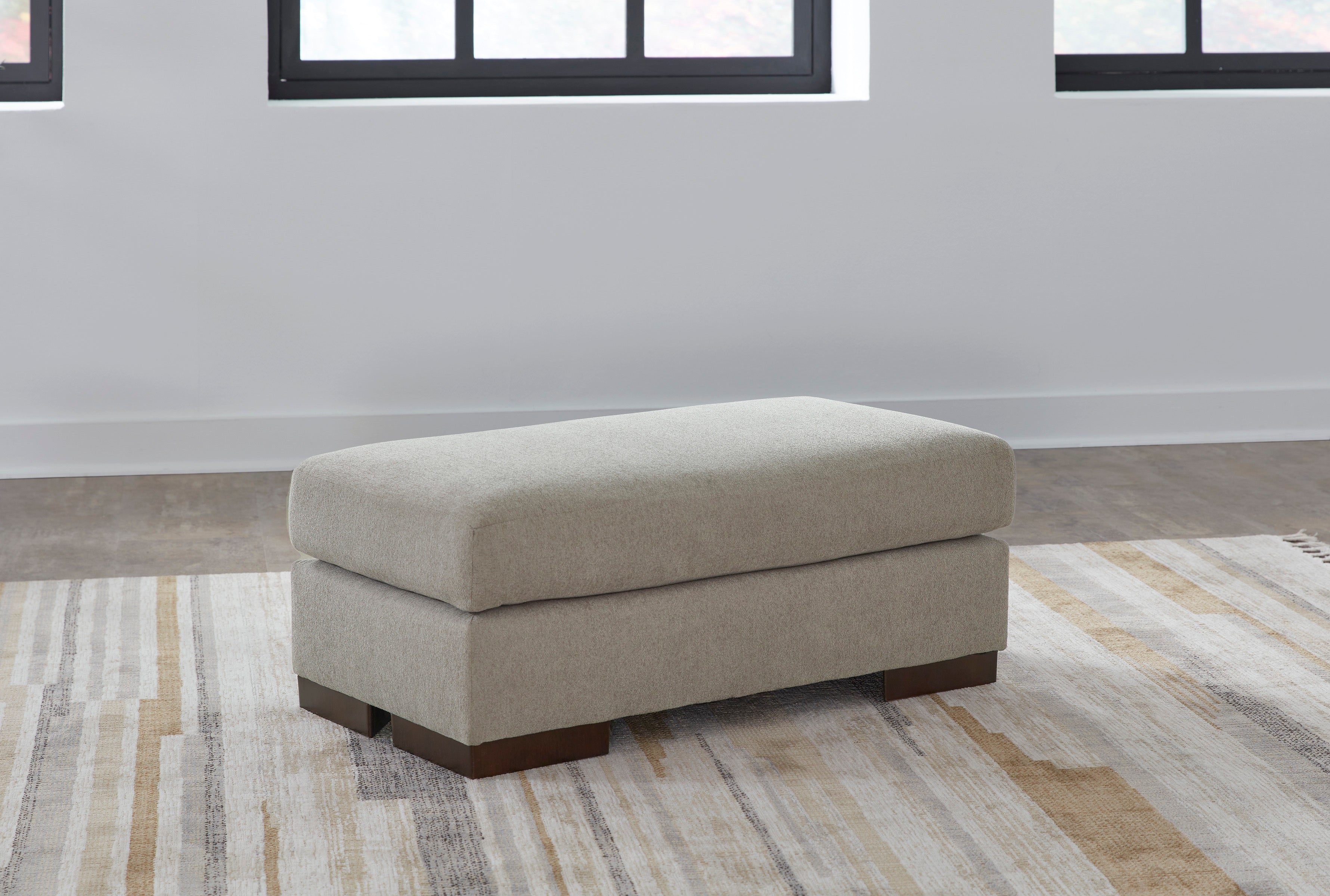 Maggie Ottoman in Flax Fabric