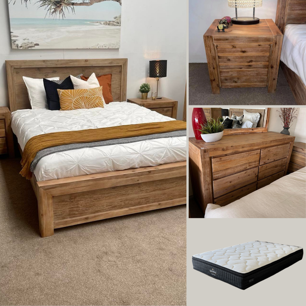 Matrix 5 Piece Double Bedroom Package with Dresser - Natural