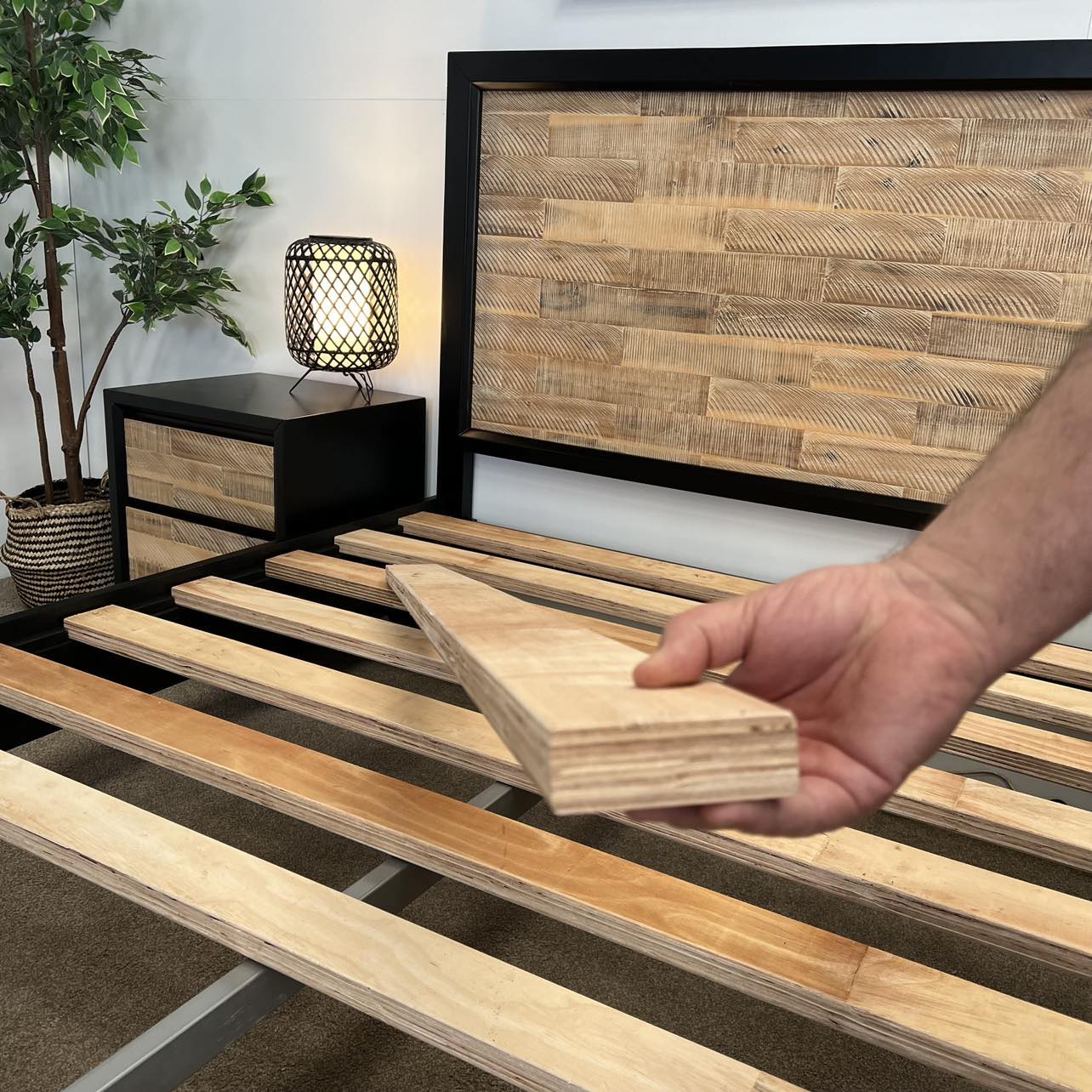 Miami Bed - Black & Natural