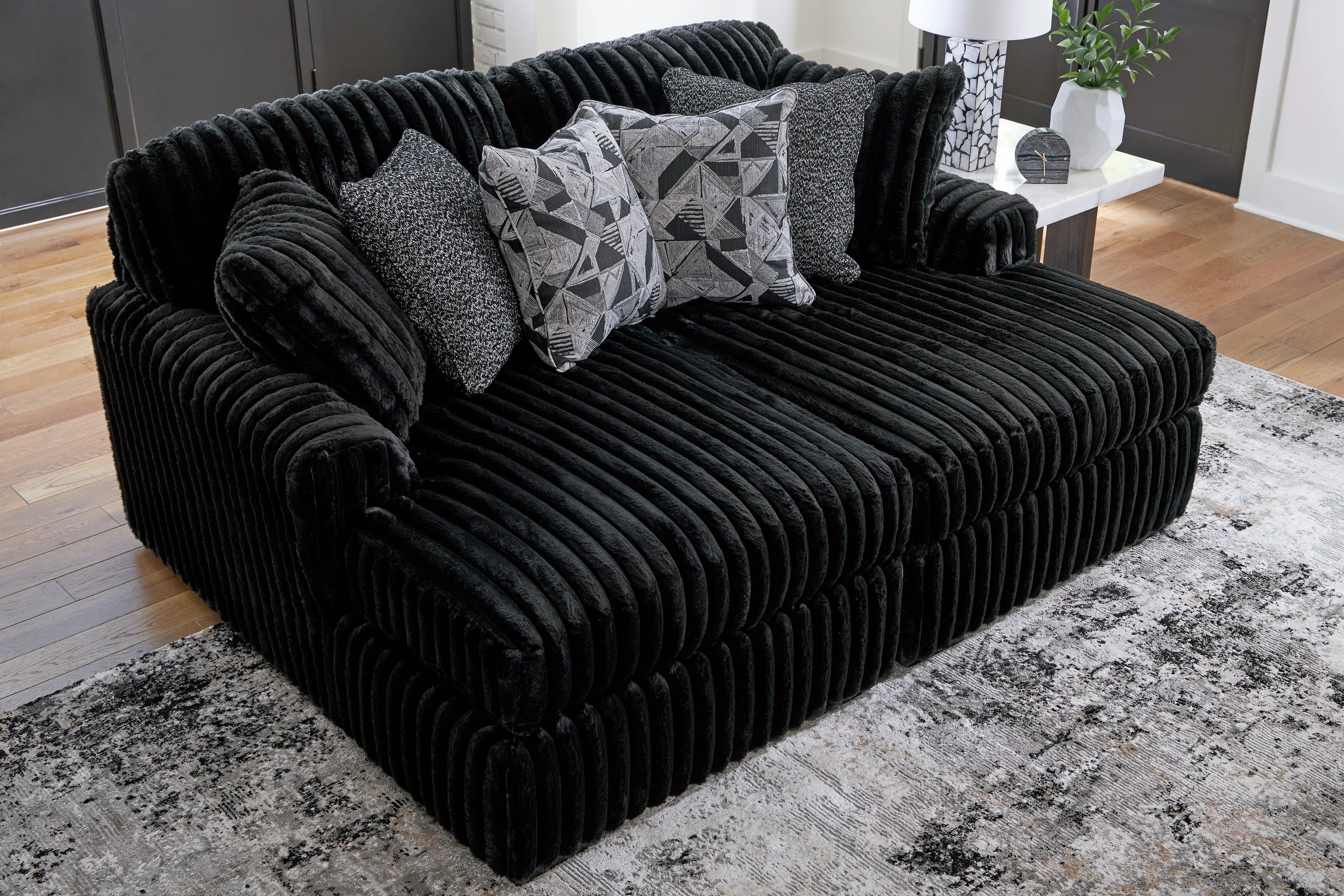 Midnight Madness 2-Piece Oversized Double Chaise Onyx