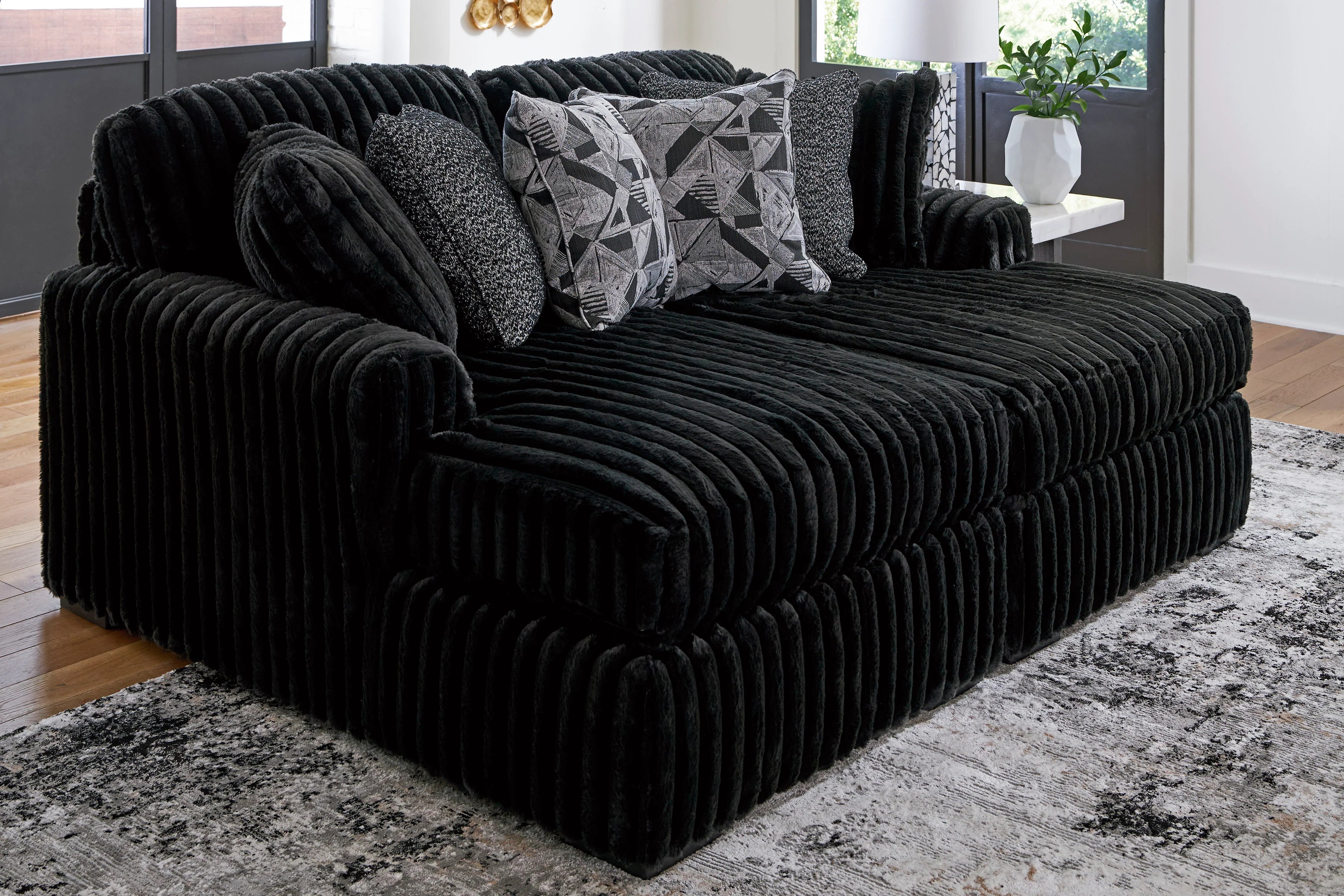 Midnight Madness 2-Piece Oversized Double Chaise Onyx