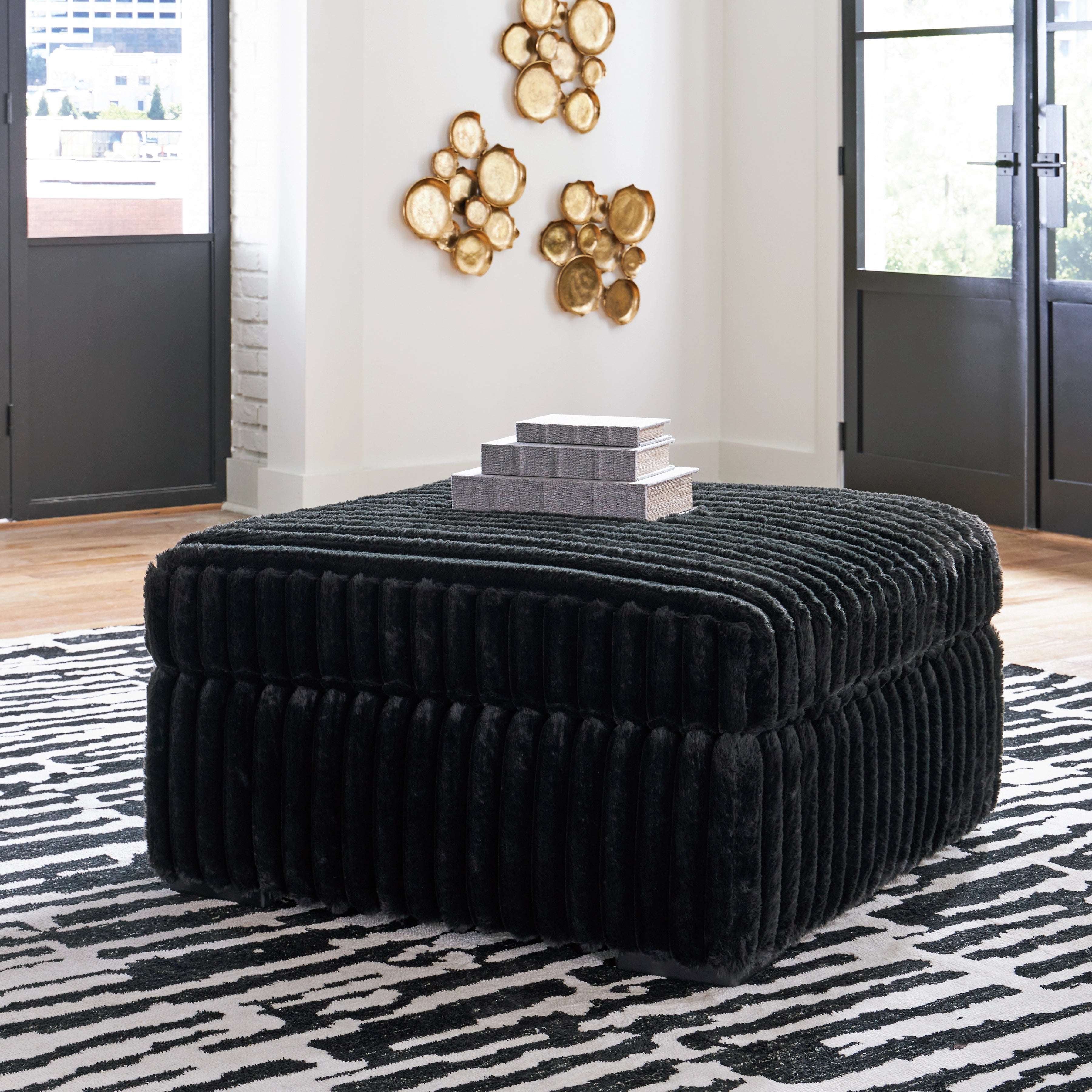 Midnight Madness Oversize Accent Ottoman - Onyx