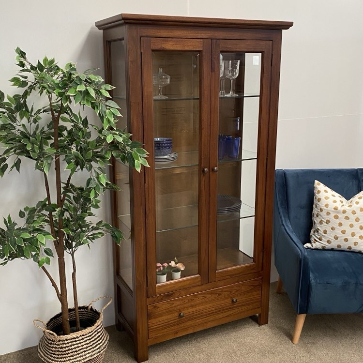 New Age Monash Glass Cabinet - Dark Oak