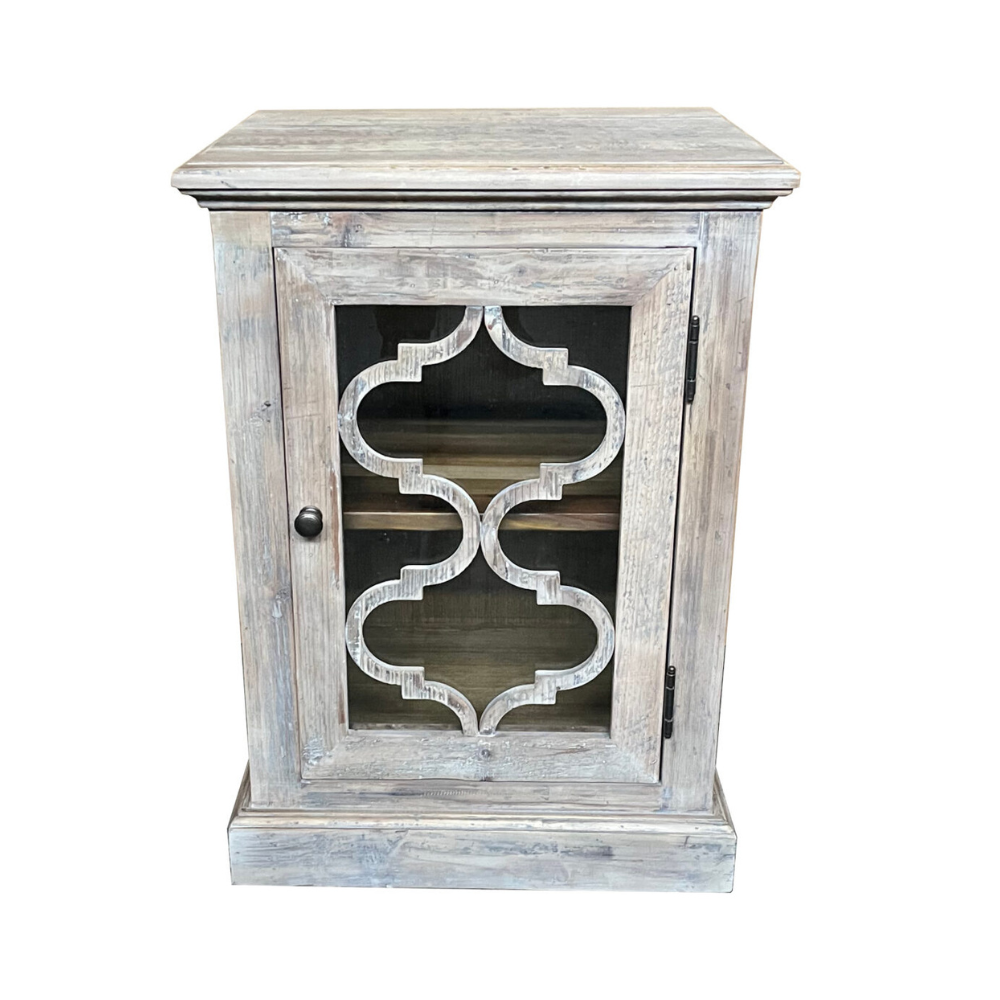 Mulia Recycled Timber Bedside Table – Greywashed