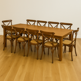 New Age 240cm Dining Table & 10x InStyle Cross Back Chairs – Dark Oak