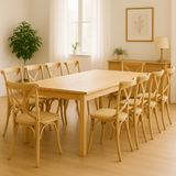 New Age 240cm Dining Table & 10 Natural Cross Back Chairs