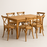 New Age 180cm Dining Table & 6 Natural Cross Back Chairs
