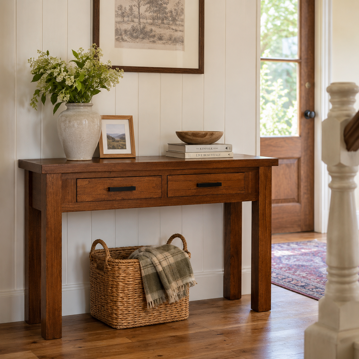 New Age 140cm Hall Stand - Dark Oak
