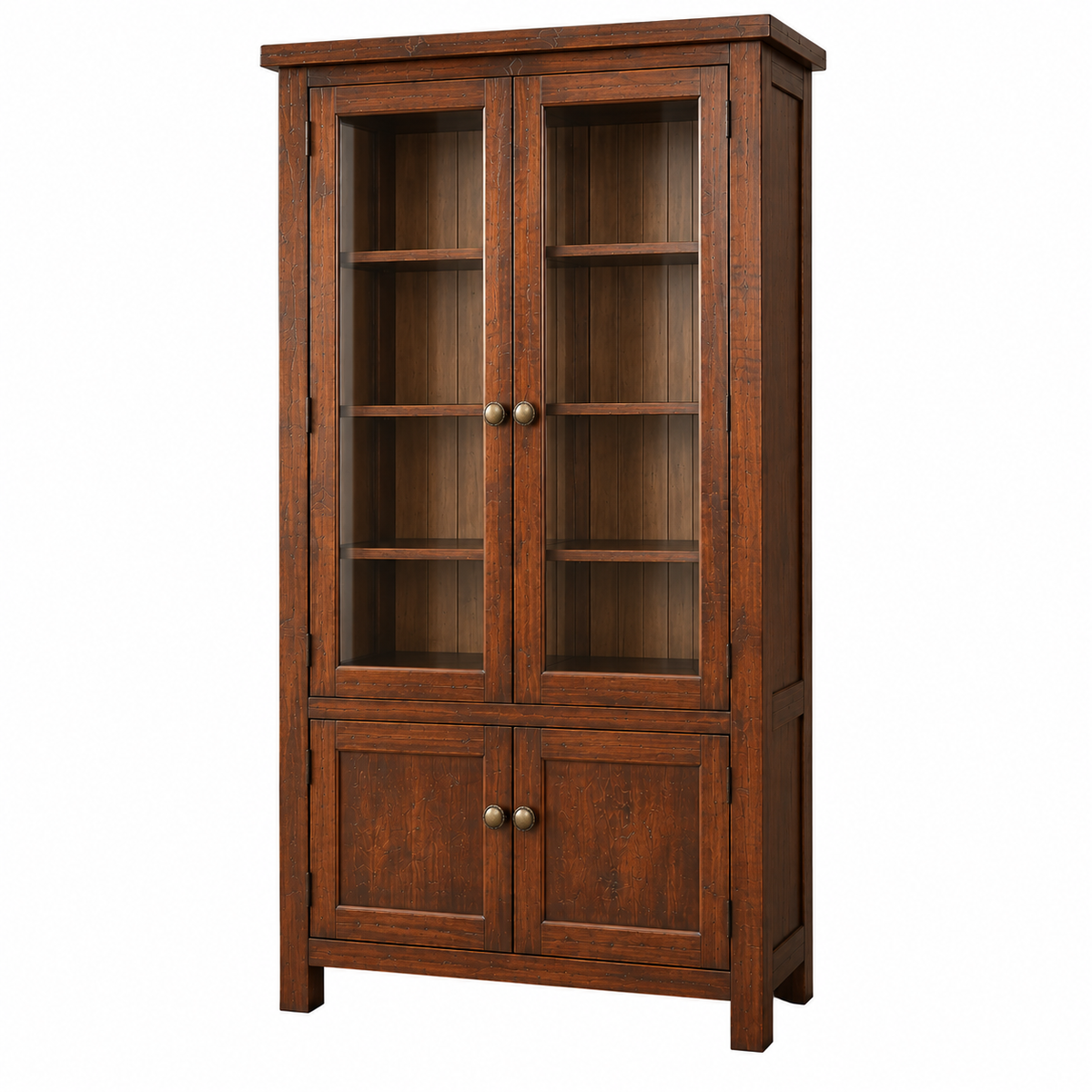 New Age Glass Display Cabinet - Dark Oak
