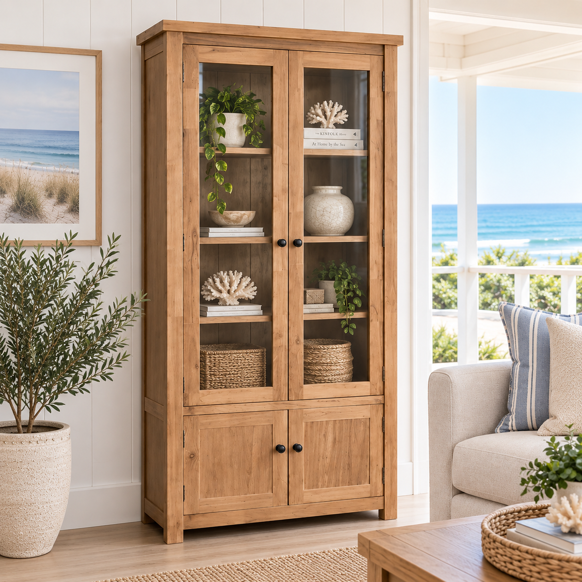 New Age Glass Display Cabinet - Natural