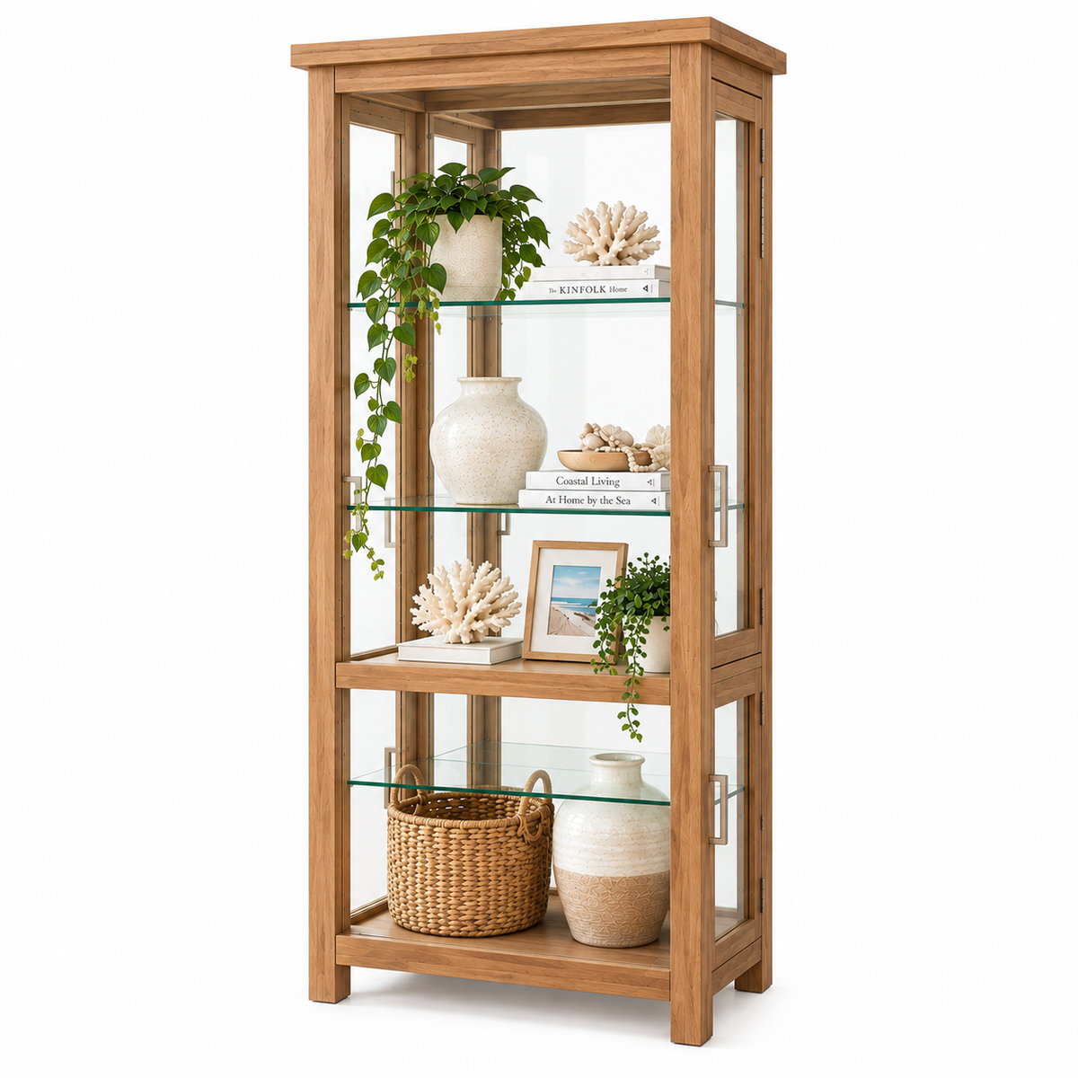 New Age Victoria Glass Display Cabinet - Natural