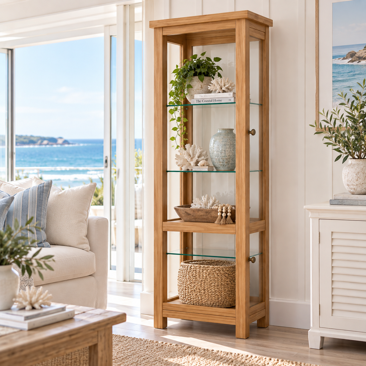 New Age Victoria Half Display Cabinet - Natural