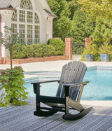 Sundown Treasure Black Outdoor Rocking Chair with Cup Holder