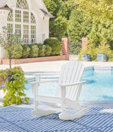 Sundown Treasure White Outdoor Rocking Chair with Cup Holder