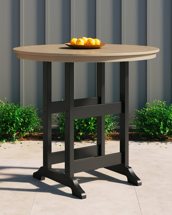 Fairen Trail Outdoor Round Bar Table – Driftwood & Black