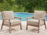 Cliffs Beach Outdoor Lounge Chairs with Cushions (Set of 2) – Driftwood