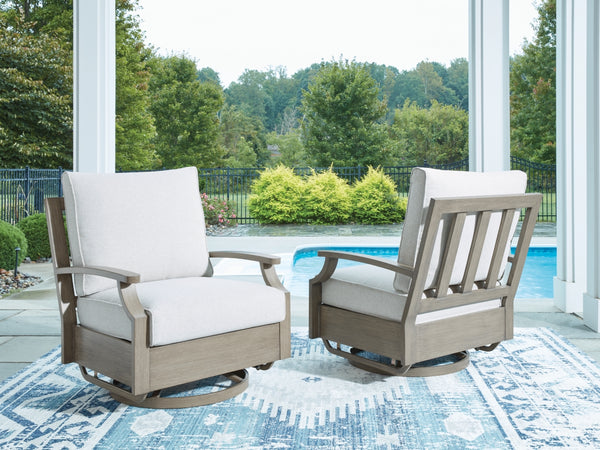 Rainier Ranch Outdoor Swivel Glider Chair with Cushion – Brown/Beige