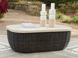 Kimora Outdoor Coffee Table with Marble-Look Top