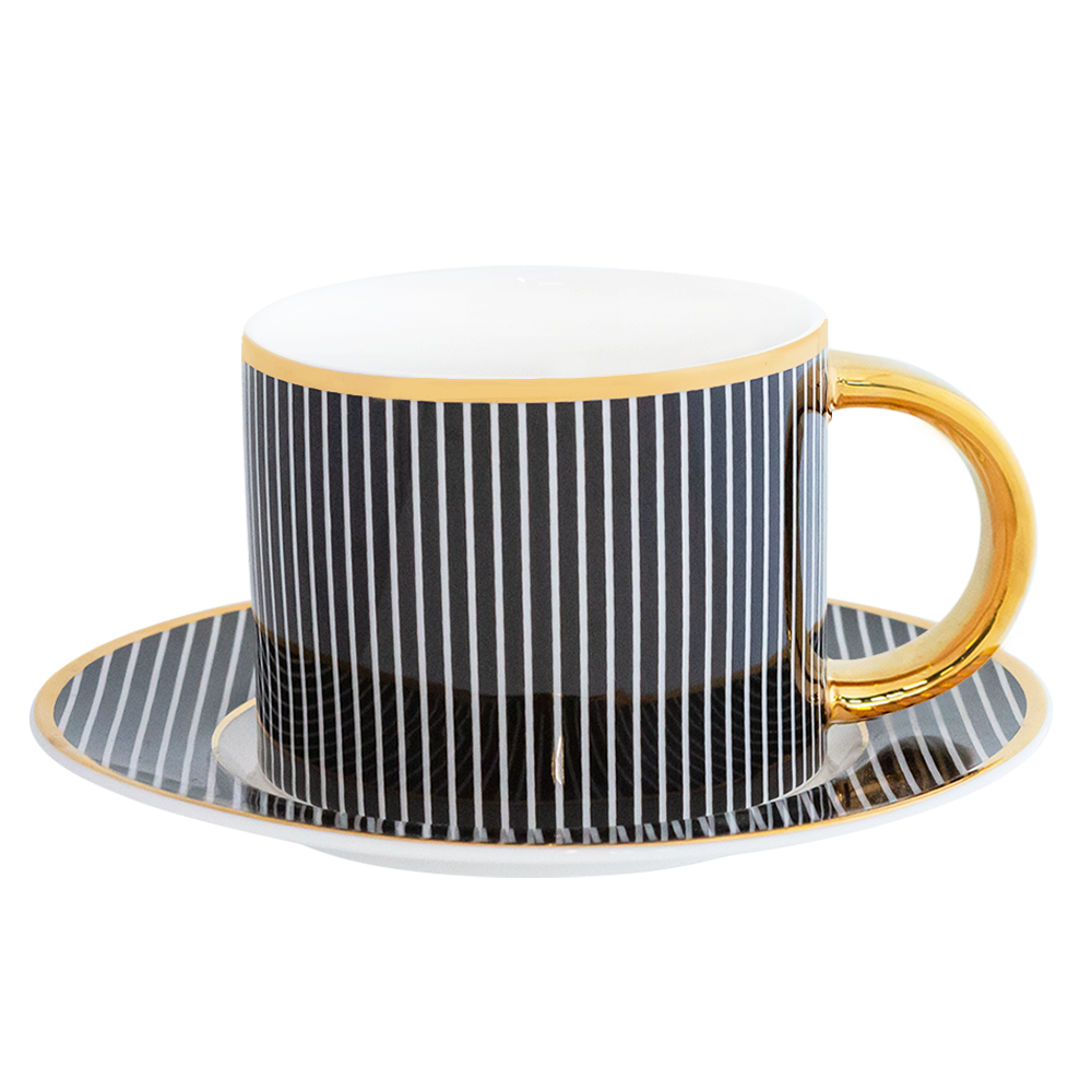 Teacup & Saucer Pinstripe Ebony