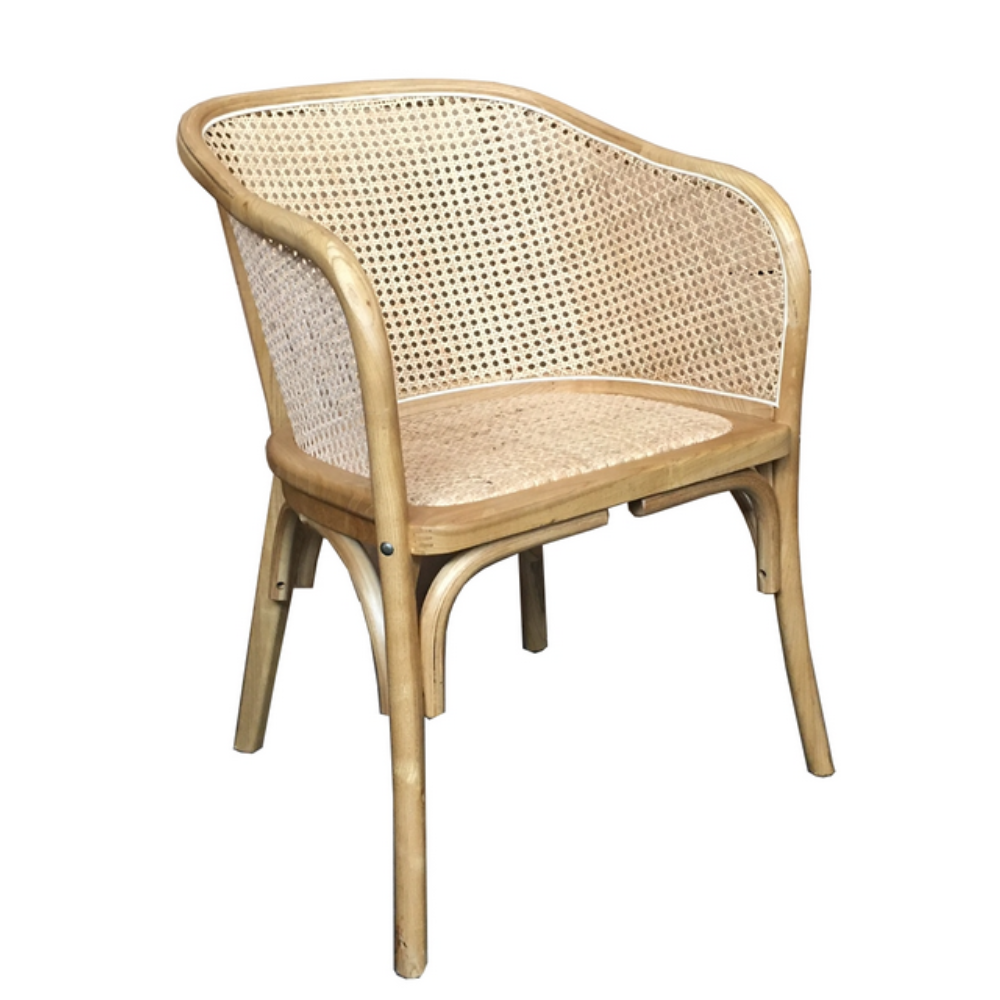 Portland Tub Chair – Natural Rattan & Elmwood Frame
