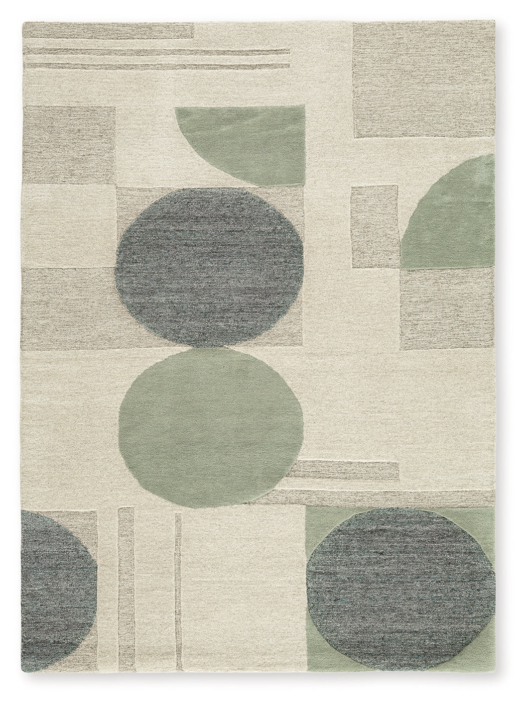 Dallane Hand-Tufted Wool Rug in Linen, Blue & Green