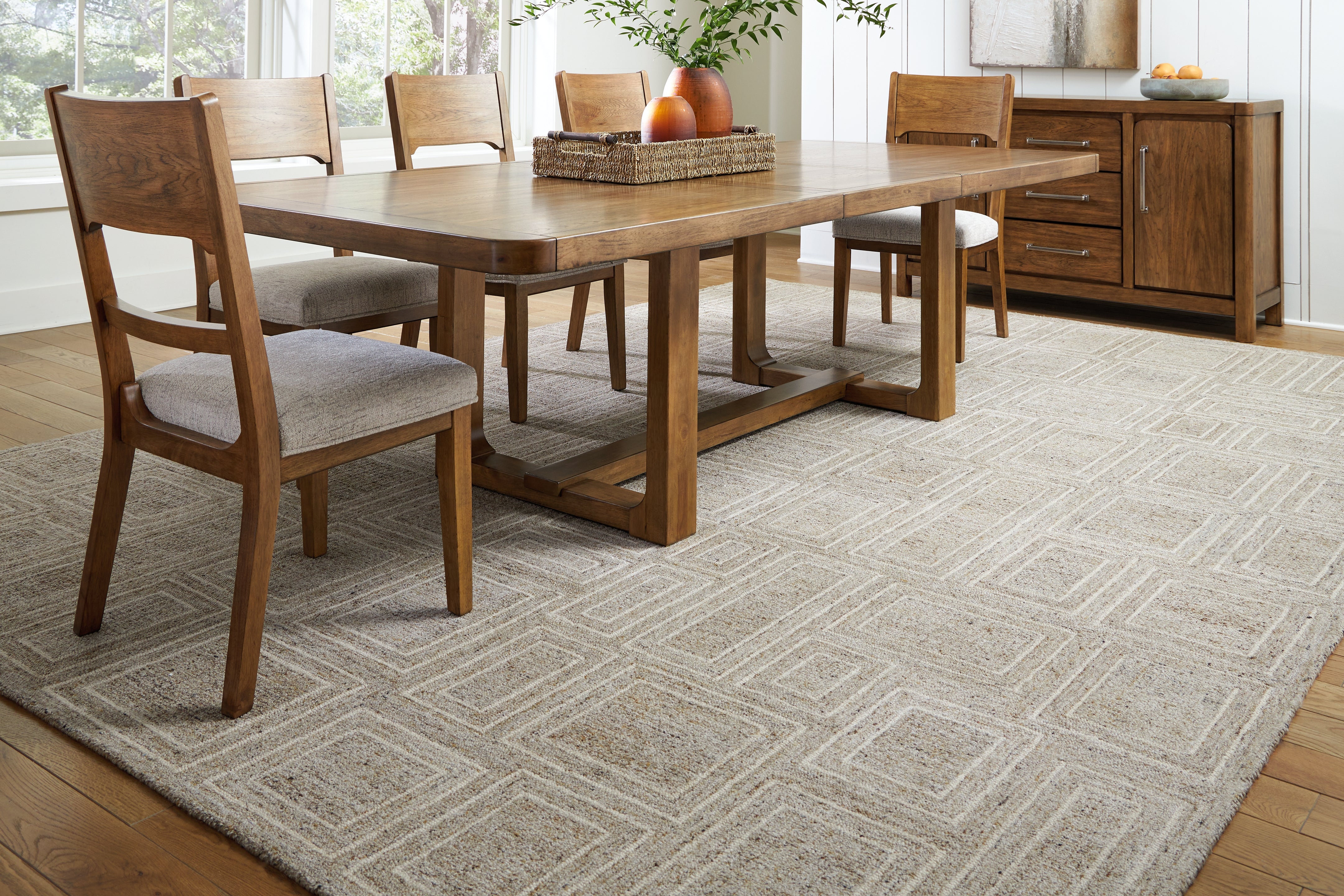 Brickburgh Hand-Tufted Rug – Grey, Ivory & Honey