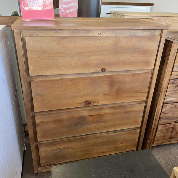 Raw Solid Timber Tallboy – 4 Drawer