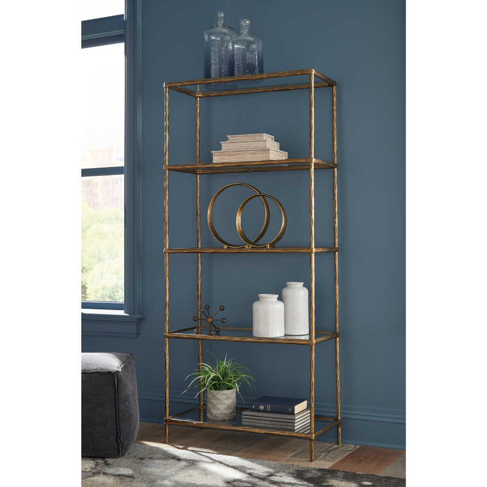 Ryandale Bookcase Antique Brass Finish
