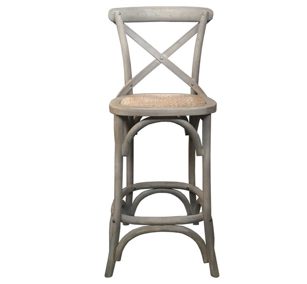 Cross Back Bar Stool - Grey