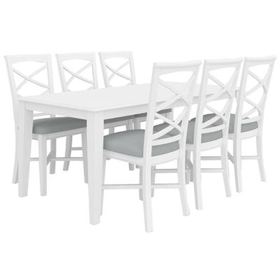 Hampton 7 Piece Dining Set - 1800mm Table & 6 Chairs - White