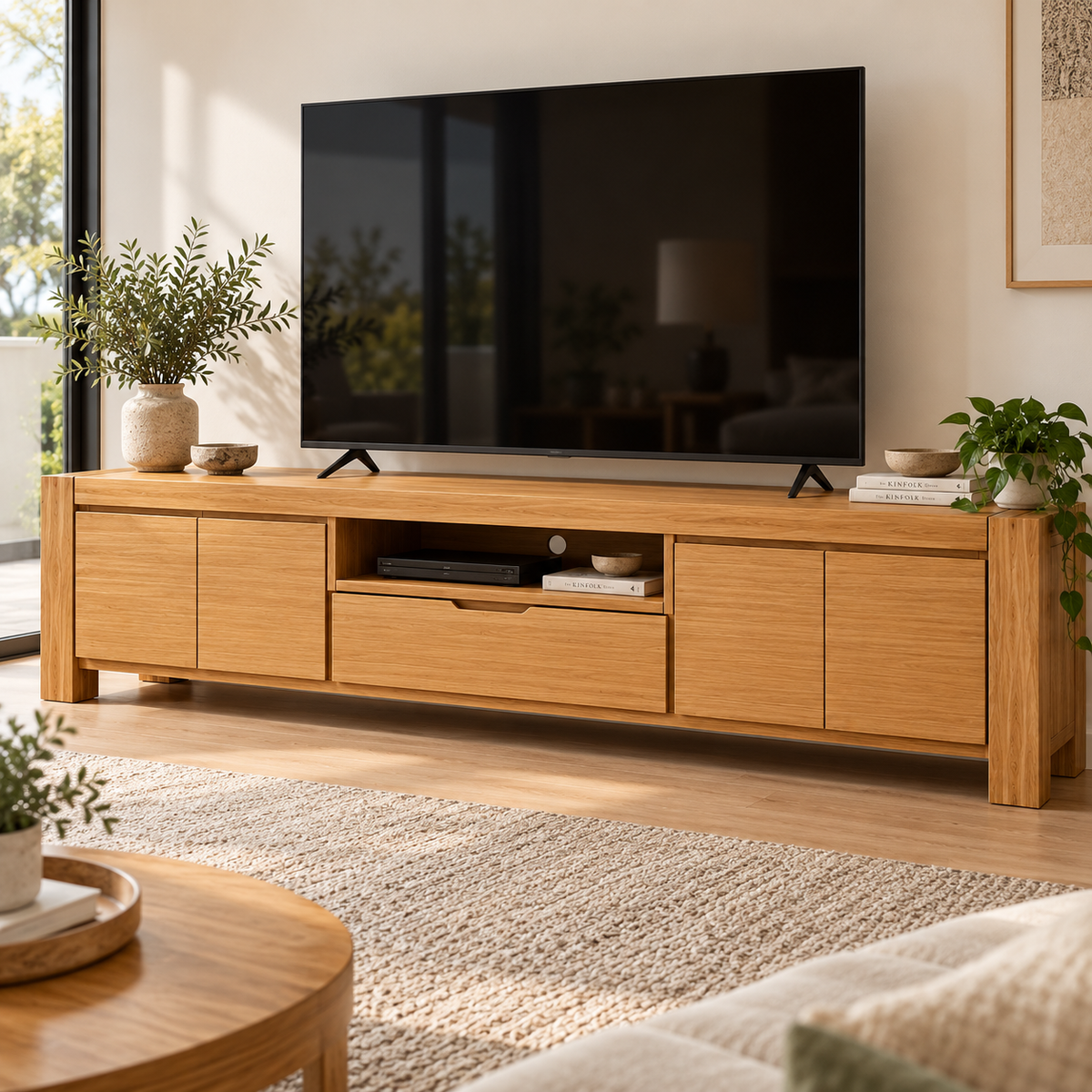 Silver Wattle 220cm TV Unit – Natural