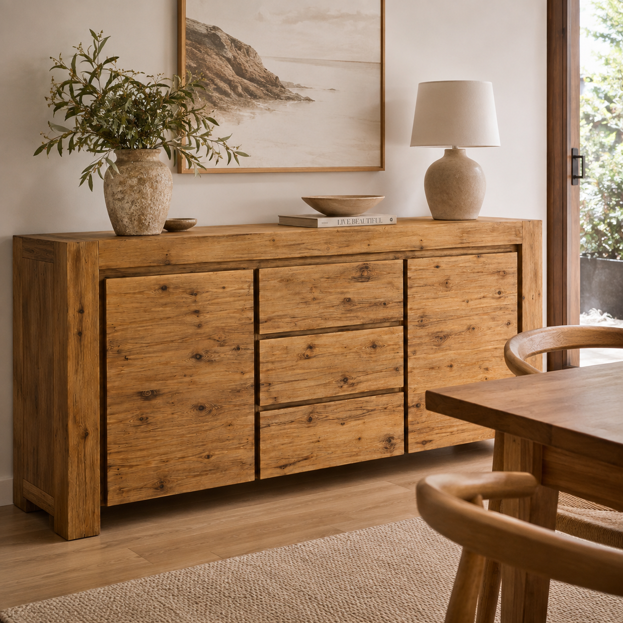 Silver Wattle 190cm Hardwood Buffet Table - Natural