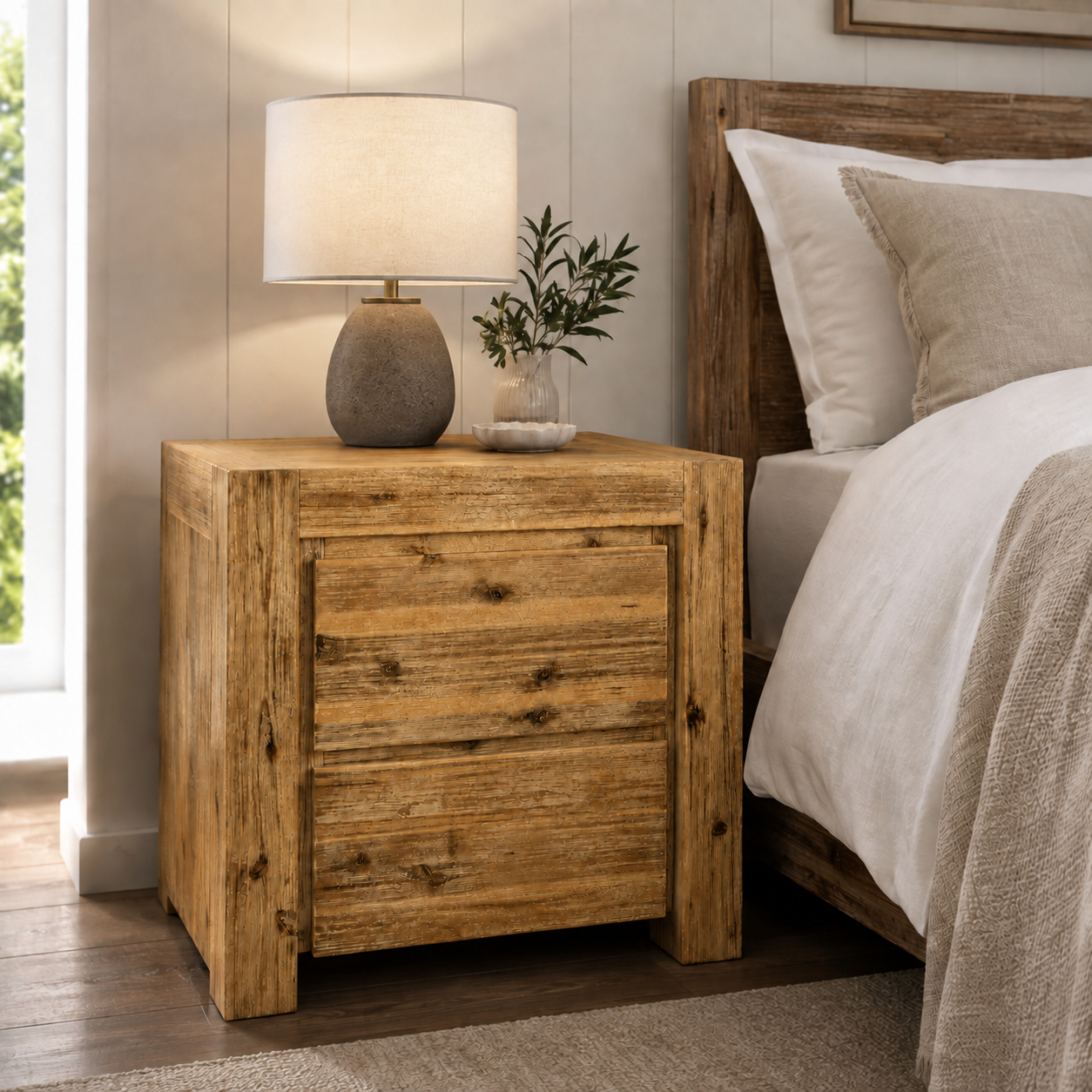 Silver Wattle Hardwood Bedside Table - Natural