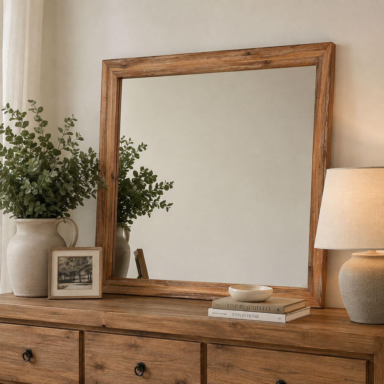 Silver Wattle Hardwood Mirror - Natural