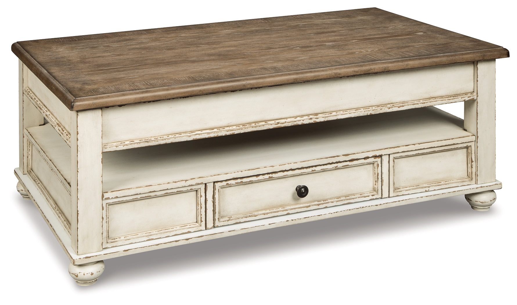 Realyn Lift Top Coffee Table – Two-Tone French Country Style