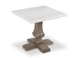 Johnelle Marble Top Side Table – Weathered Grey
