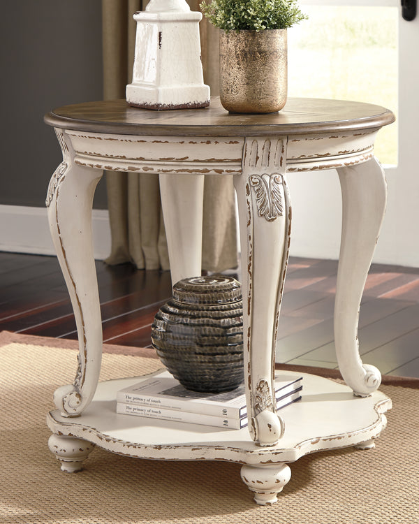 Realyn Round Side Table – Two-Tone French Cottage Style