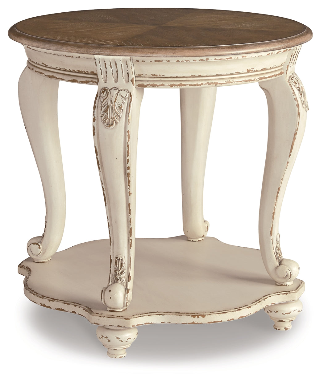 Realyn Round Side Table – Two-Tone French Cottage Style
