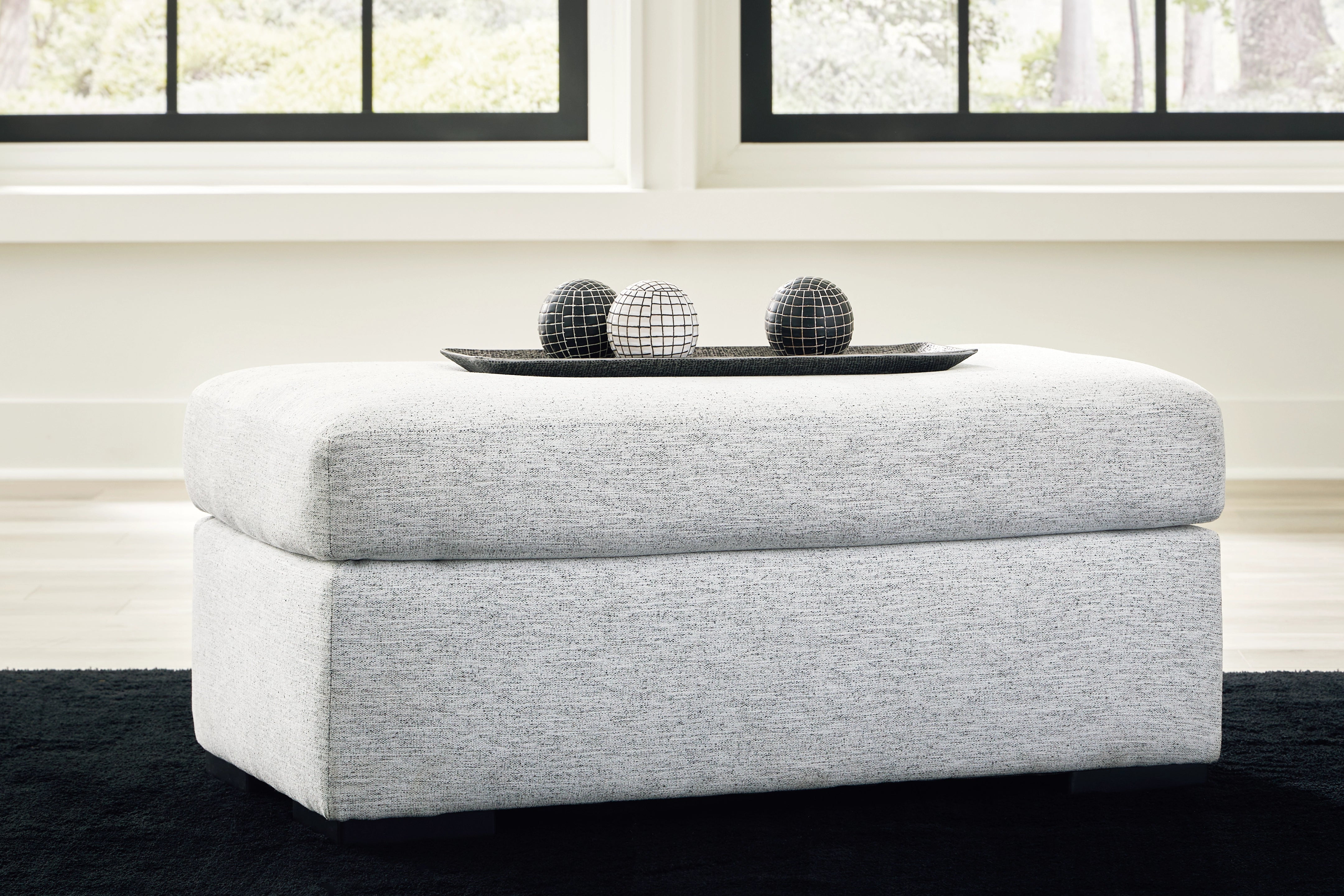 Tasselton Ottoman Snow Fabric