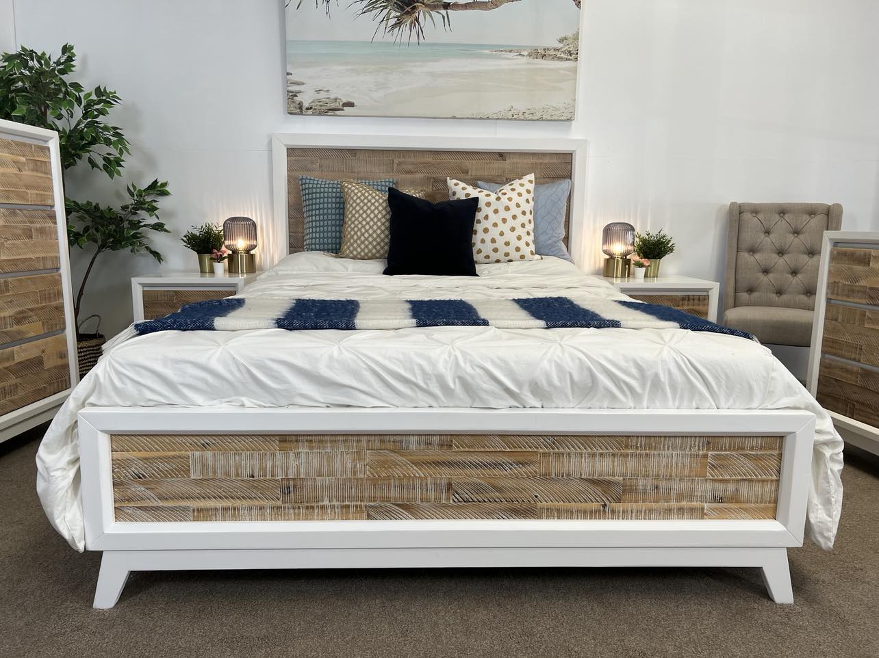 Tullum Coastal Bed White & Natural InStyle Furniture