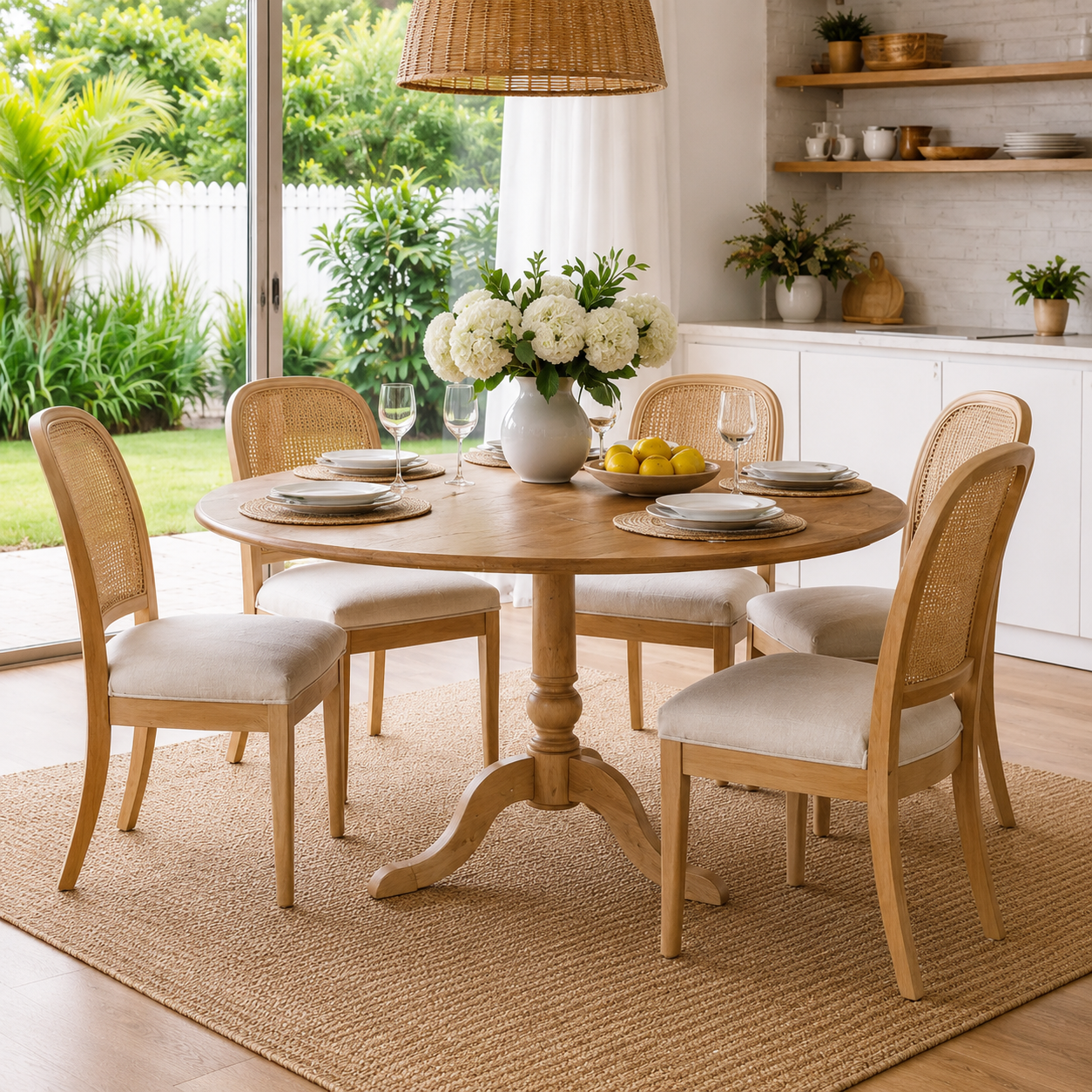 Tuscany Round Oak Table 120cm – Beveled Edge – Natural