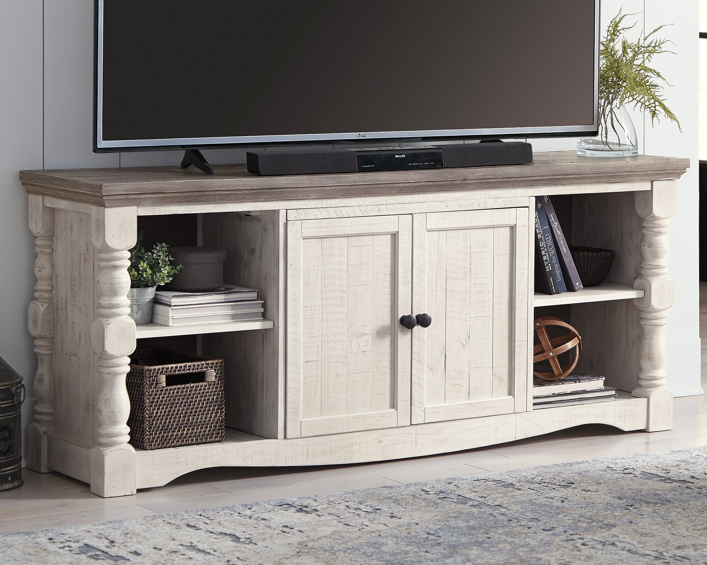Havalance Large TV Entertainment Unit – Two-Tone Rustic