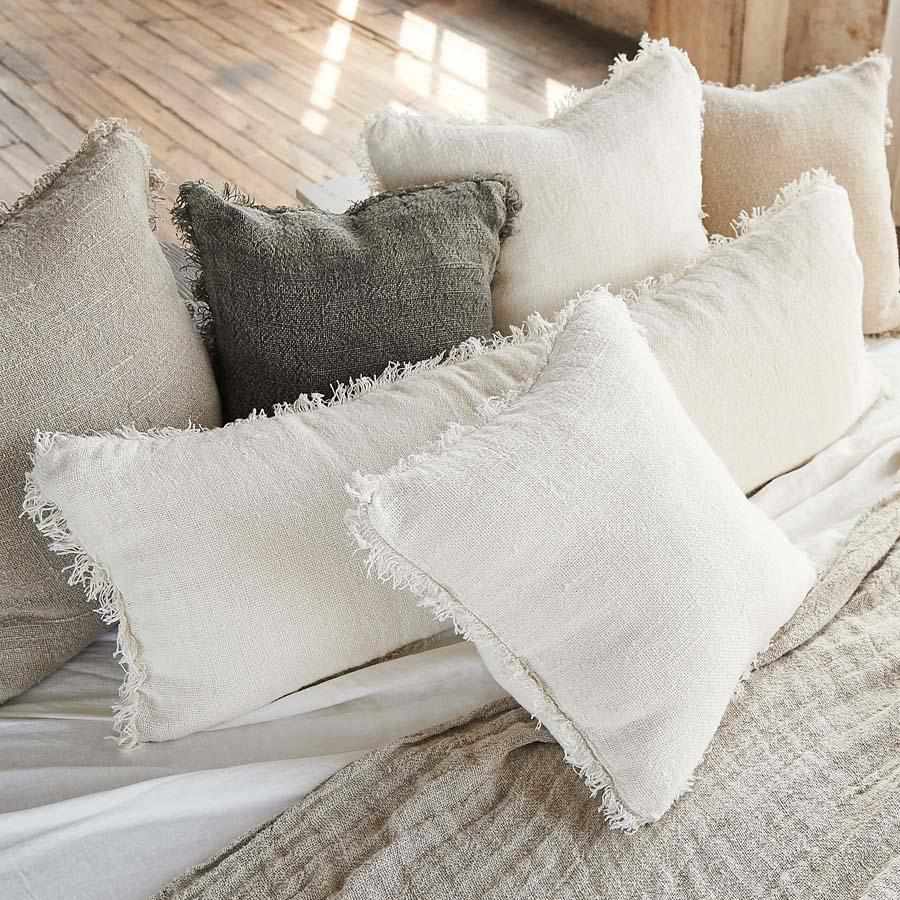 Bedouin Handwoven Linen Long Lumbar – Ivory