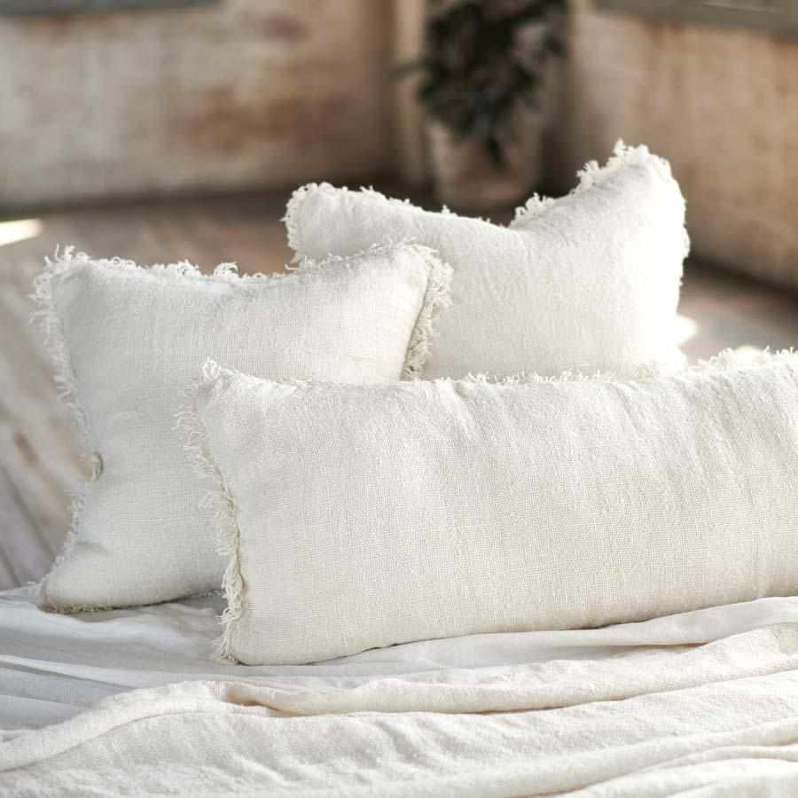 Bedouin Handwoven Linen Long Lumbar – Ivory