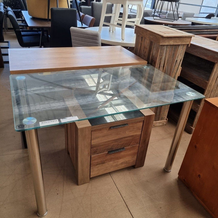 CLEARANCE Glass & Steel Dining Table InStyle Furniture